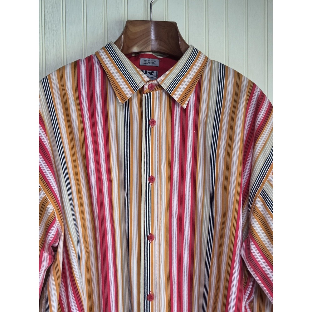 Dream USA Shirt Mens 3XL Multicolor Striped Button‎ Front Long Sleeve Casual